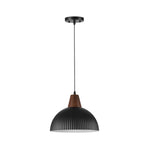 11.8 inch dining room iron wood overhead lighting black dome hanging lamp