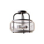 2-Light farmhouse lamp decor seeded dark bronze semi flush mount alloy steel glass ceiling light
