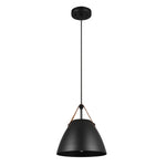 Adjustable height hanging lights matte black island lights leather strap,metal pendant light