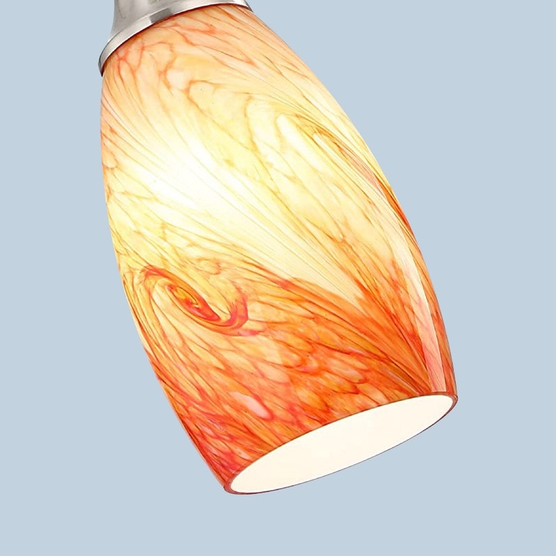 Amber Red glass pendant light Adjustable light cord Nickel over sink lighting fixtures