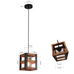 Black wood pendant light, island hanging light fixture with bubble glass shade