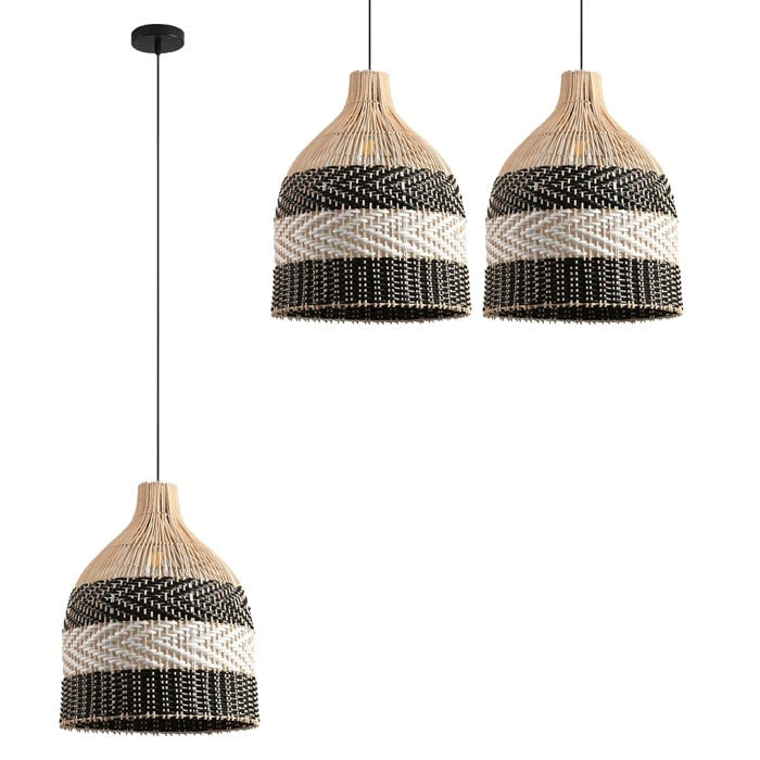 Bohemian kitchen light black white bedroom light rattan pendant light