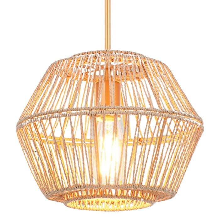 Bohemian pendant light brown island lights metal, handmade woven light fixture