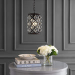 Contemporary crystal pendant light industrial cylinder black hanging light