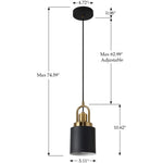 Cylinder pendant light fixture black industrial hanging light