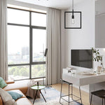 E26 Base farmhouse kitchen lights black hanging lamp steel square pendant light