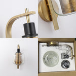 E26 bulb industrial wall light gold,black and clear hallway light steel and glass bedroom lamps