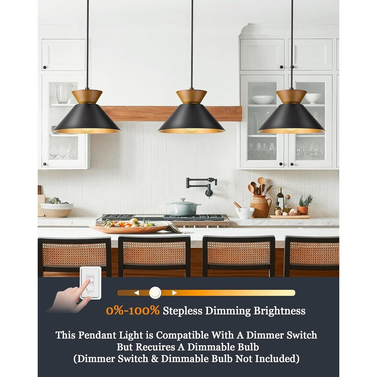 Farmhouse hanging lamp black pendant light metal,wood bedroom light