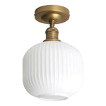 Farmhouse light fixture glass, metal ceiling lighting gold flush mount light