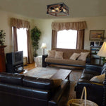 Farmhouse vintage ceiling lamp wood black flush mount light