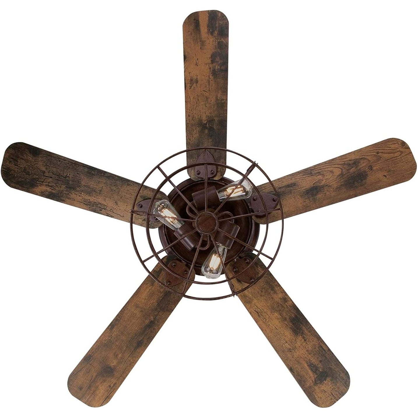 Industrial barnwood ceiling fan with lights LED dimmable kits with cage and remote control