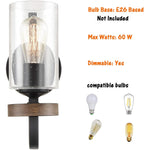 Industrial  farmhouse wall sconces glass wood wall lights