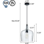Industrial glass pendant light black kitchen hanging light