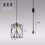Industrial glass plug in cord on or off dimmer switch swag pendant light