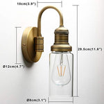 Industrial gooseneck wall light clear glass wann sconce