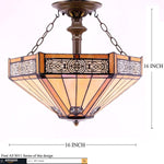 Industrial tiffany ceiling light fixture vintage semi flush mount lamp