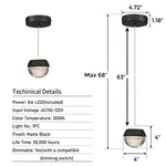Matt Black globe pendant light Bubble Crystal Ball Kitchen light Mini LED Pendant Lighting Fixture