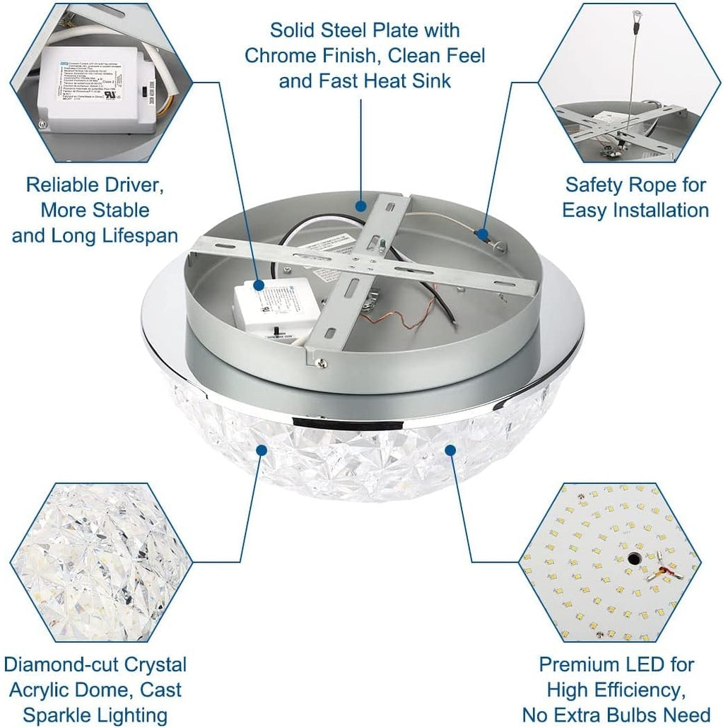 Modern LED ceiling light fixture crystal flush mount light fixture bowl style ceiling lighting