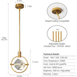Modern crystal pendant lamp gold mini LED hanging light rod kitchen island chandelier