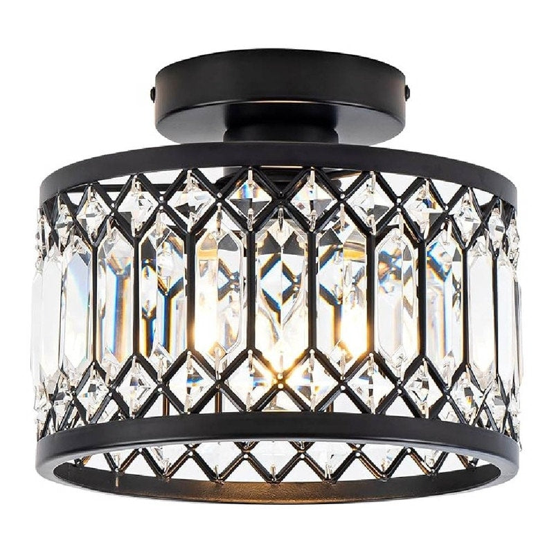Modern light fixture black Crystal lights metal,glass ceiling light