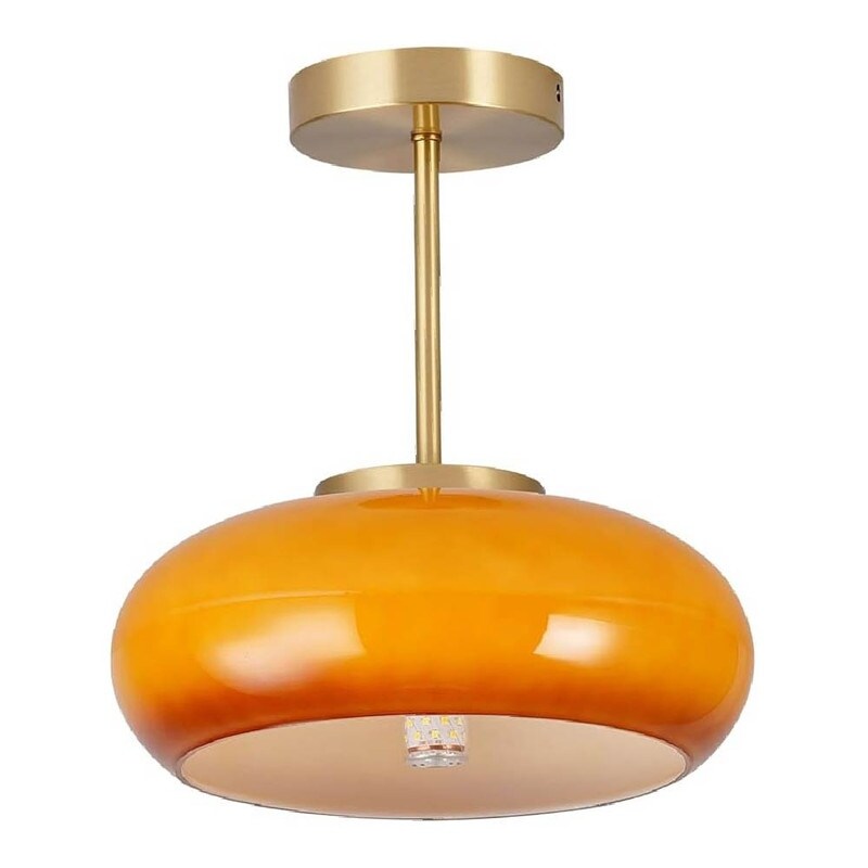 Modern light fixture orange ceiling lighting brass, glass mount flush light