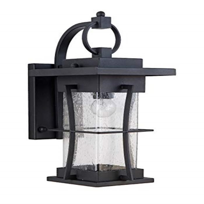 Ourdoor black wall sconce with bubble glass