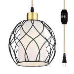 Plug in hanging lights black kitchen lights linen shade pendant light