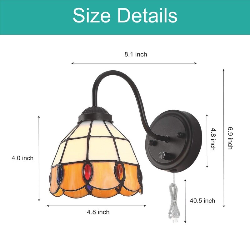 Plug in wall lights orange&white sconce lights glass, metal bedroom lights