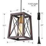 Rustic hanging lights with plug in cord cage hanging pendant light