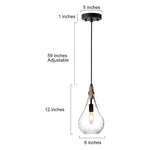 Seeded glass pendant light fixture adjustable wood pendant lamp