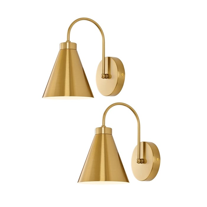 Set of 2 wall lights gold light fixture metal sconce lights