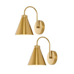 Set of 2 wall lights gold light fixture metal sconce lights