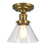 Transitional light fixture gold mount flush light glass ceiling light