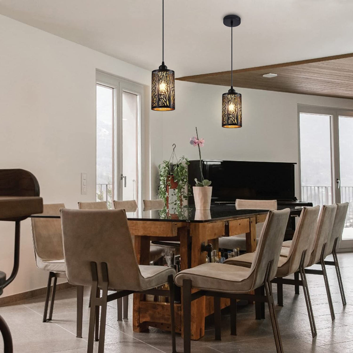 Vintage black pendant light cylinder mini pendant lighting fixture ...