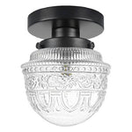 Vintage ceiling light black mount flush light glass, metal hallway lighting
