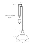 Vintage industrial pulley adjustable pendant light with oil rubbed bronze finish