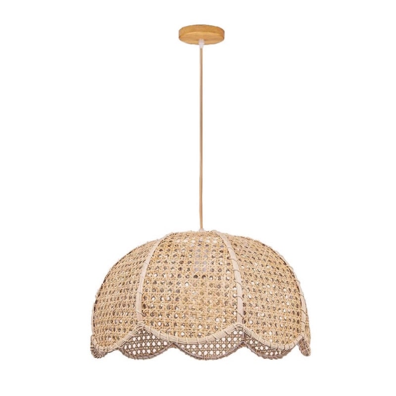 Vintage lotus flower light fixture rattan pendant light natural living room light