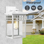 White outdoor wall light fixture rust seeded glass wall mount sconce