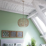 Woven pendant lamp globe 3 light pendant ceiling lights tan frame hanging ceiling lights