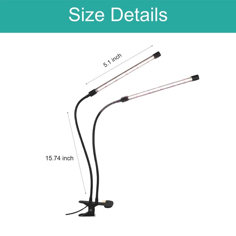 ‎Clip-on countertop led light black grow lights for plants iron, plastic indoor plant light