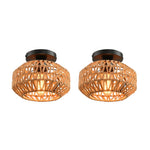 2 pack flush mount light metal rattan bedroom light rattan kitchen lights