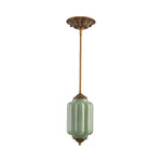 Vintage milk glass LED pendant light metal semi flush mount green ceiling fixture