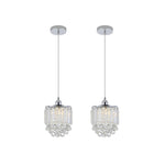 2 Pack living room lighting silver hanging lights Crystal, metal pendant light