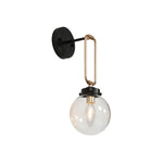 1-Light bulb light metal glass wall sconce black gold light fixtures
