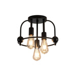 3 Light light fixtures metal semi flush mount black gold ceiling lamp