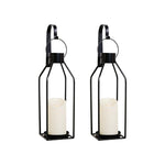 2 Pack christmas decor black holder candle metal wall sconces