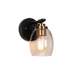 1 Light bulb lights black & gold wall sconces glass, metal bedroom light fixtures