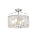 4-Light bulbs light glass metal semi flush mount silver brushed nickel ceiling light