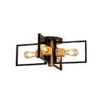 4 light bulbs light metal wood light fixture black natural wood color ceiling light