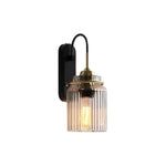 1-light bulb light metal glass light fixture gold black brass wall sconce